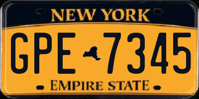 NY license plate GPE7345