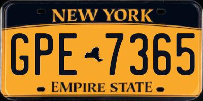 NY license plate GPE7365