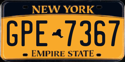 NY license plate GPE7367