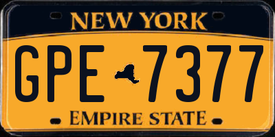 NY license plate GPE7377