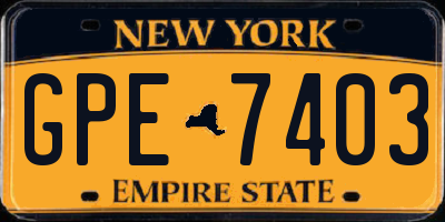 NY license plate GPE7403