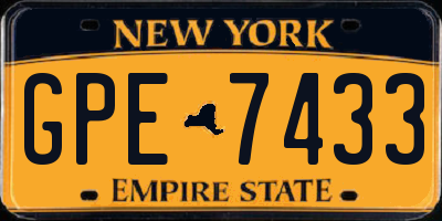 NY license plate GPE7433