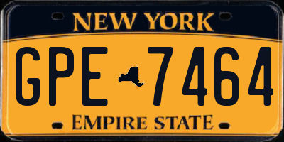NY license plate GPE7464