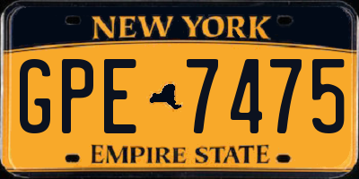 NY license plate GPE7475
