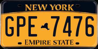 NY license plate GPE7476