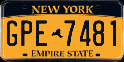 NY license plate GPE7481