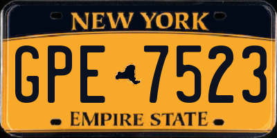 NY license plate GPE7523