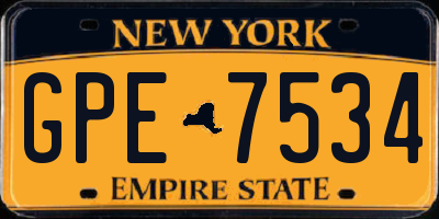 NY license plate GPE7534