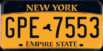 NY license plate GPE7553