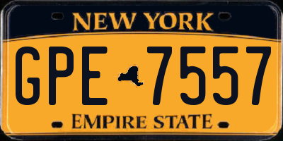NY license plate GPE7557