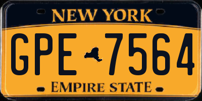 NY license plate GPE7564