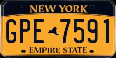 NY license plate GPE7591