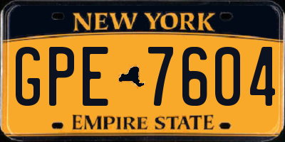 NY license plate GPE7604