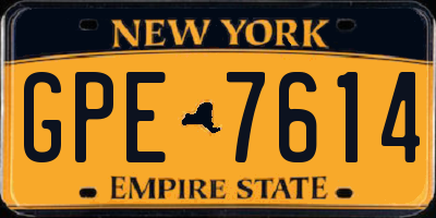 NY license plate GPE7614