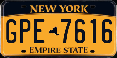 NY license plate GPE7616