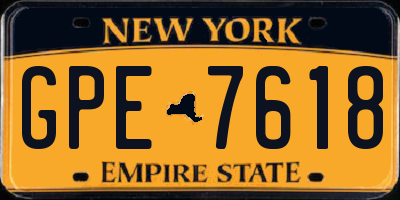 NY license plate GPE7618
