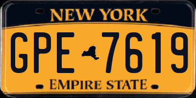 NY license plate GPE7619