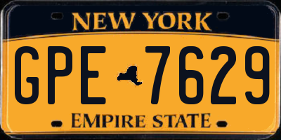 NY license plate GPE7629