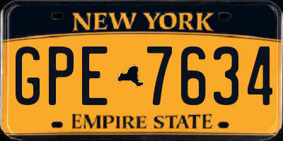 NY license plate GPE7634
