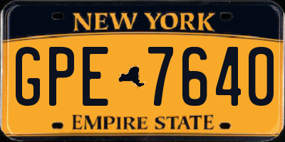 NY license plate GPE7640