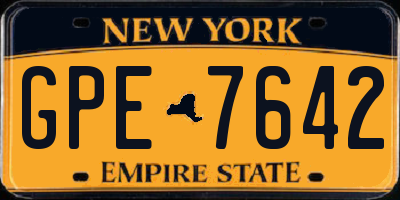 NY license plate GPE7642