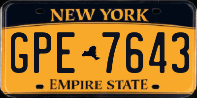 NY license plate GPE7643