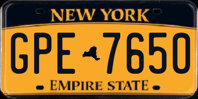 NY license plate GPE7650