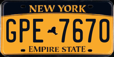 NY license plate GPE7670