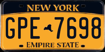 NY license plate GPE7698