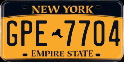 NY license plate GPE7704