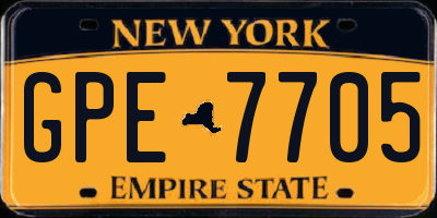 NY license plate GPE7705