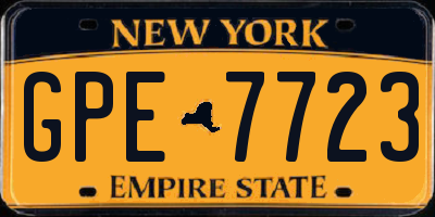 NY license plate GPE7723