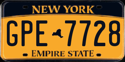 NY license plate GPE7728