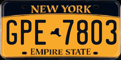 NY license plate GPE7803