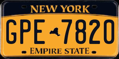 NY license plate GPE7820
