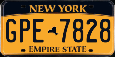 NY license plate GPE7828