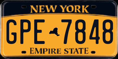 NY license plate GPE7848
