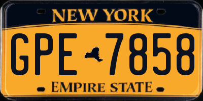 NY license plate GPE7858