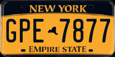 NY license plate GPE7877