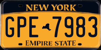 NY license plate GPE7983
