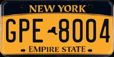 NY license plate GPE8004