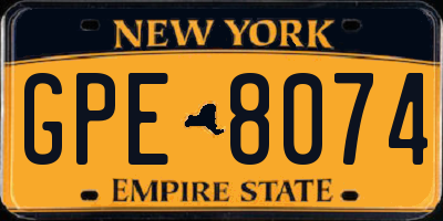 NY license plate GPE8074
