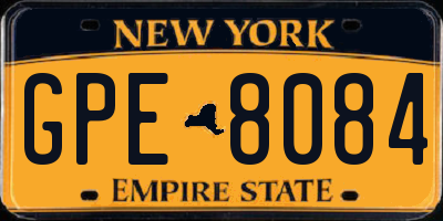 NY license plate GPE8084