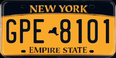 NY license plate GPE8101