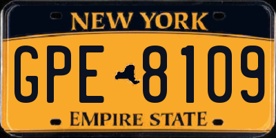 NY license plate GPE8109