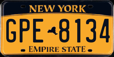 NY license plate GPE8134