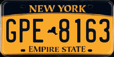 NY license plate GPE8163