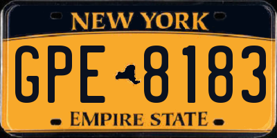 NY license plate GPE8183