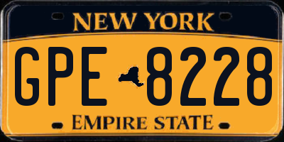 NY license plate GPE8228