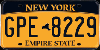 NY license plate GPE8229